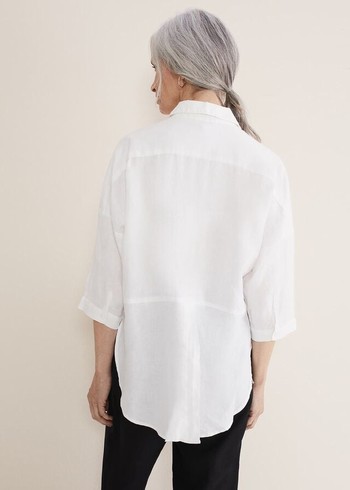 Phase Eight Cynthia Linen Shirts White USA | 1362578-FT